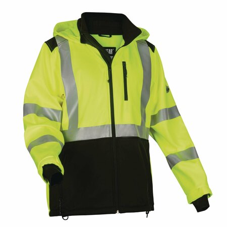 ERGODYNE GloWear 8353 Class 3 Hi-Vis Softshell Water-Resistant Jacket, Medium, Lime 23523